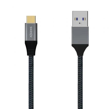 Aisens Cable USB 3.1 Gen2 Aluminio 10Gbps 3A USB-C a USB-A Gris 0.5m
